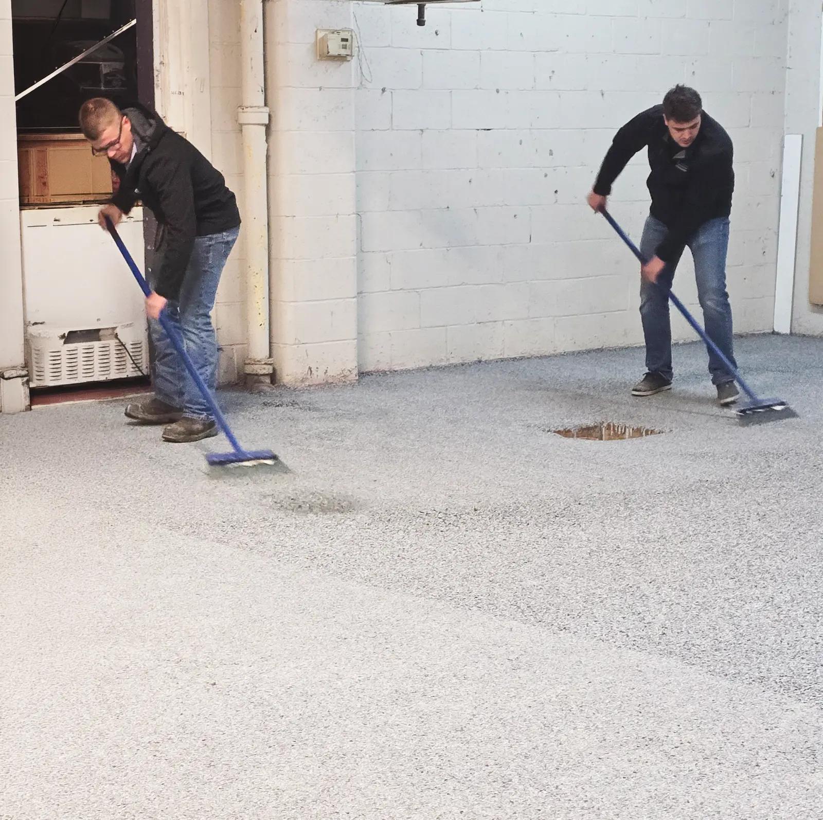 Prepared garage floor ready for coating